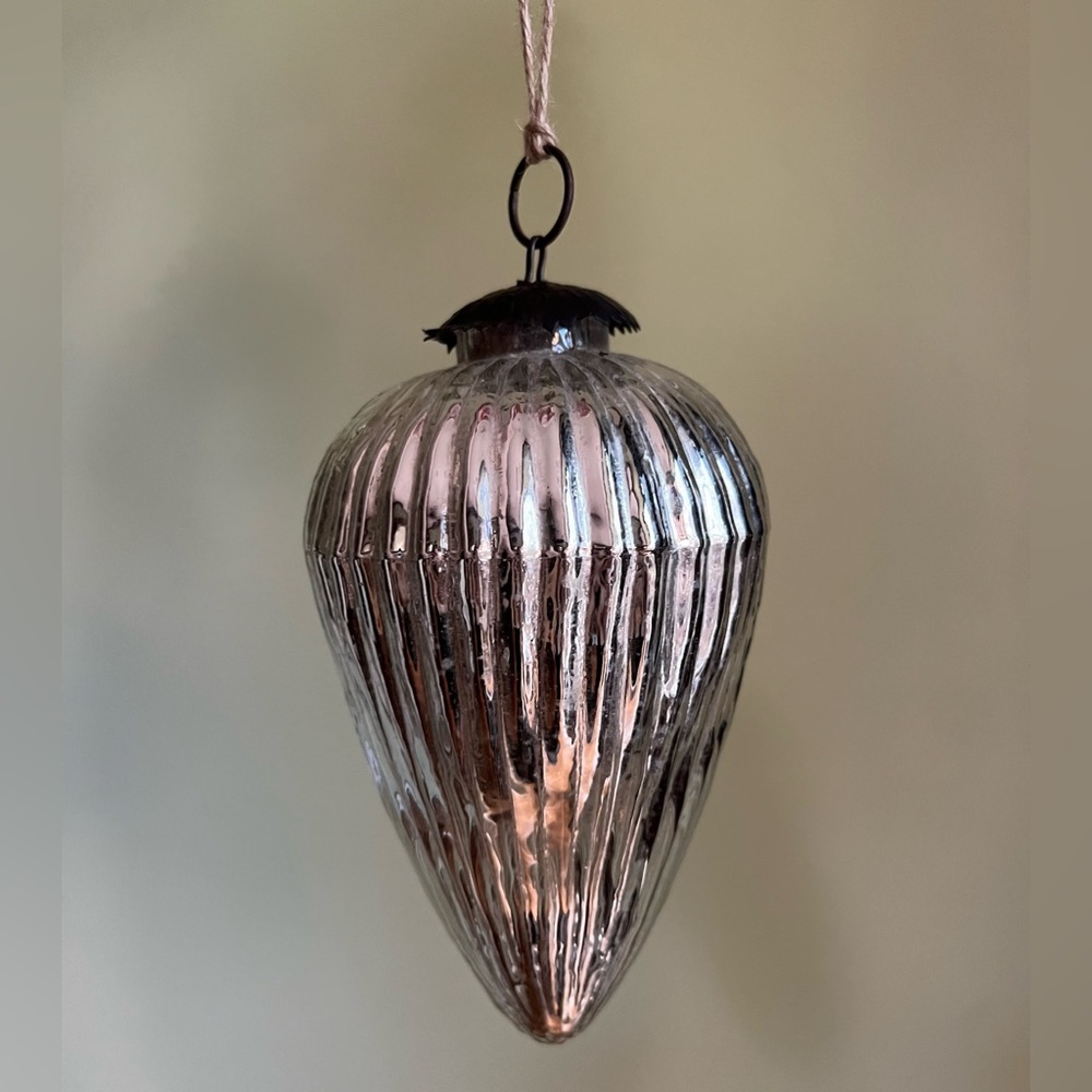 Silver Keugel Ornament, Large Vintage Antique German Glass Ornament